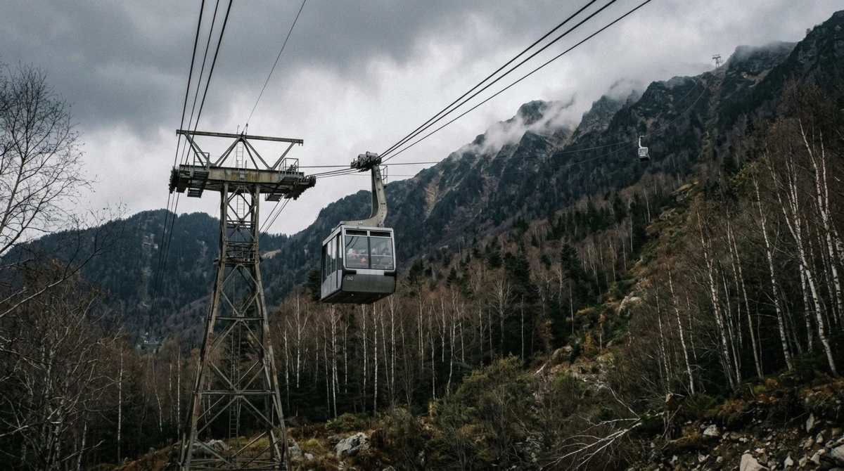 Ropeway gondola climbing to Noboribetsu Bear Park, the part of the visit children enjoy most, Hokkaido