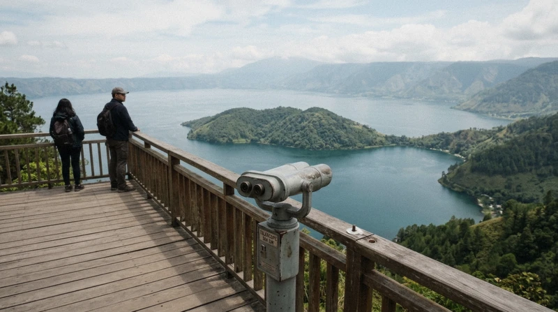 Lake Toya caldera seen from the observatory on a budget Noboribetsu day trip from Sapporo, a common pairing with a Noboribetsu Bear Park visit, Hokkaido